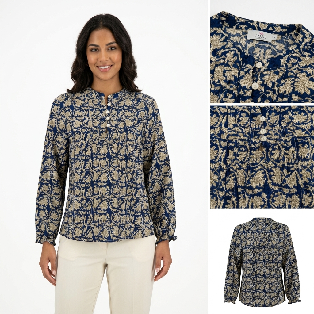 Blusa Posh Mangas Largas Floral para Damas