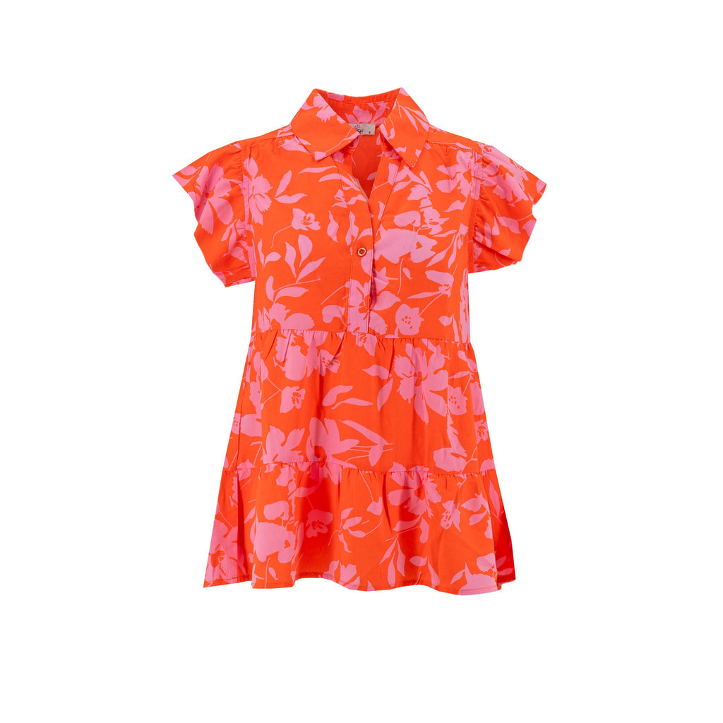 Blusa Posh Mangas Cortas Floral Peplum para Damas
