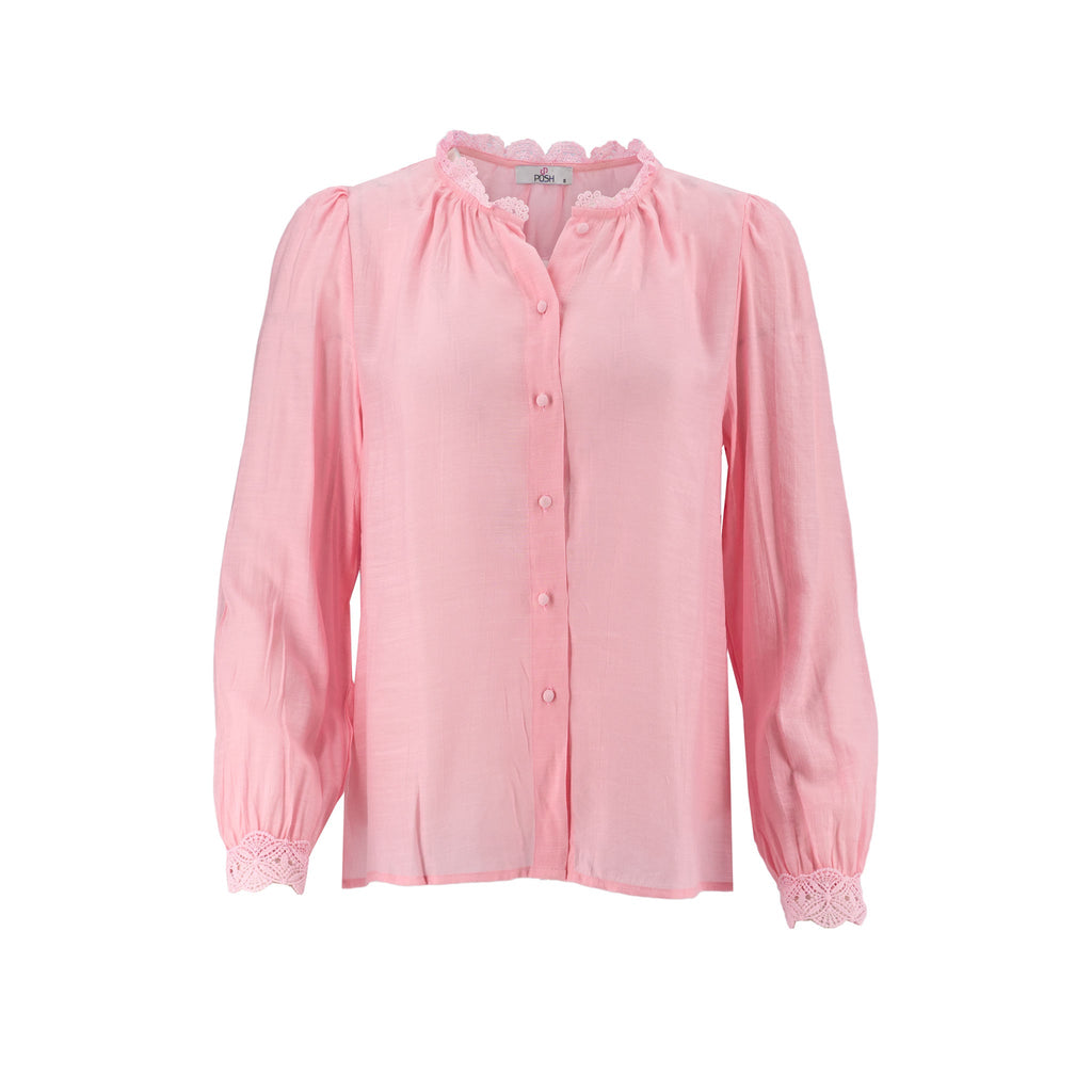 Blusa Posh Mangas Largas Lisa Encaje para Damas