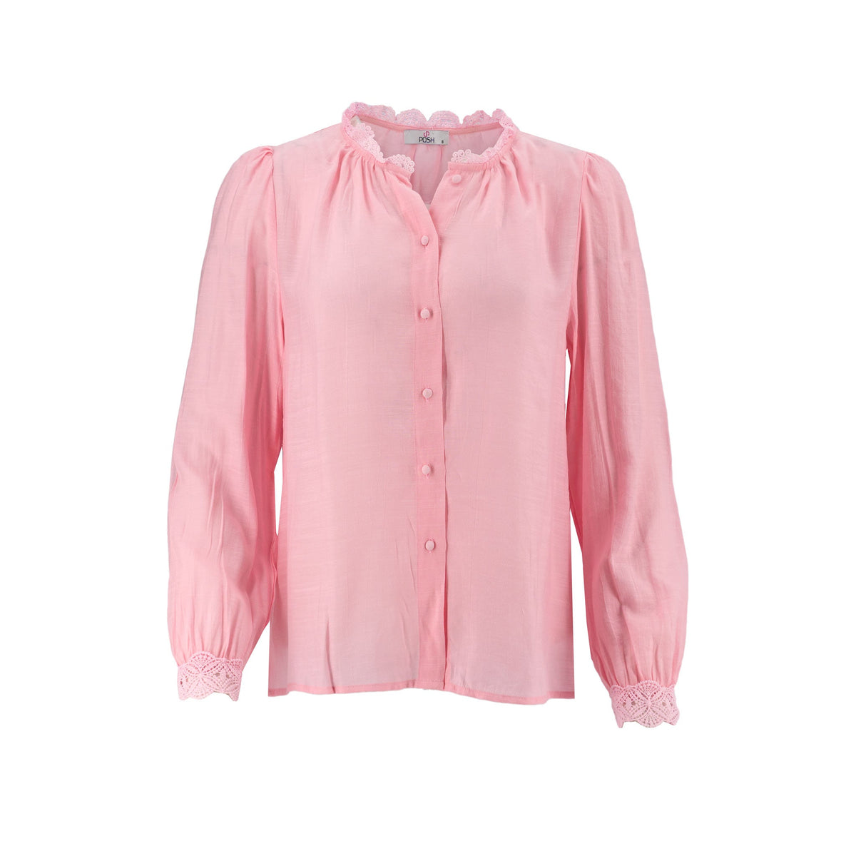Blusa Posh Mangas Largas Lisa Encaje para Damas