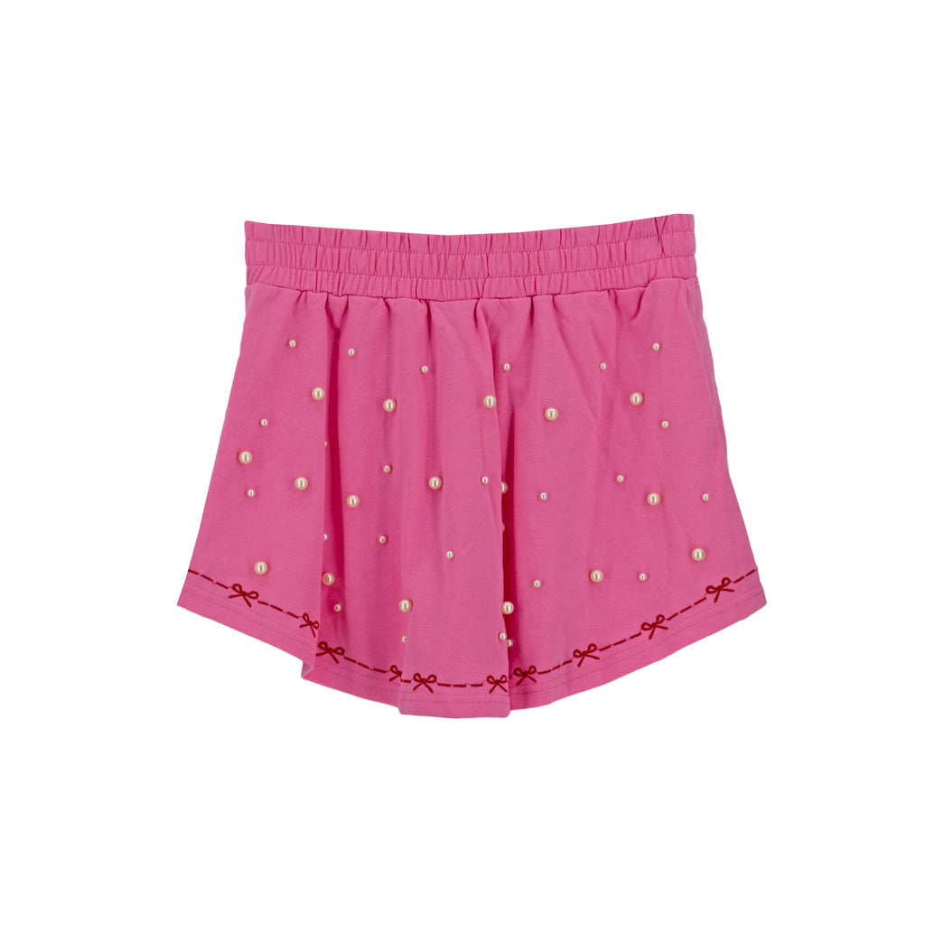 Pantalón Corto Posh Perlas Lacitos Bordados para Damas