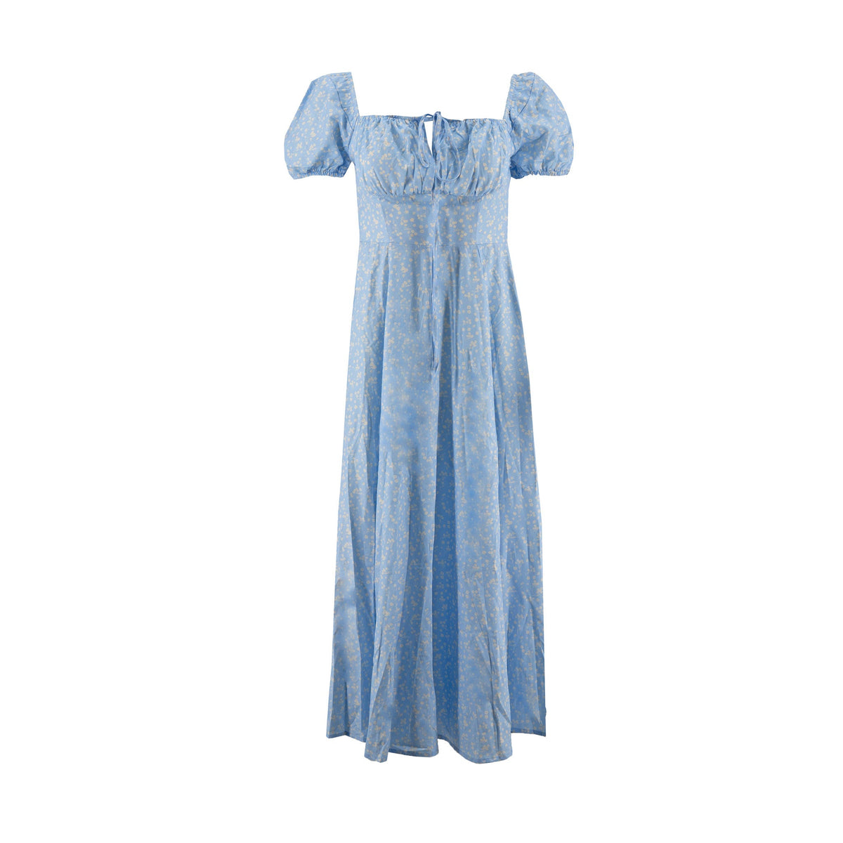 Vestido Posh Mangas Cortas Floral Ruches Abierto para Damas
