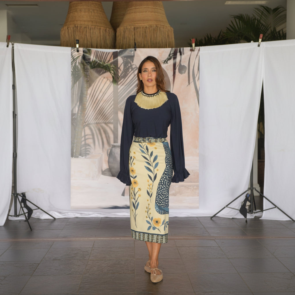 Pareo Sarong 008 – Wild Blue & Mustard