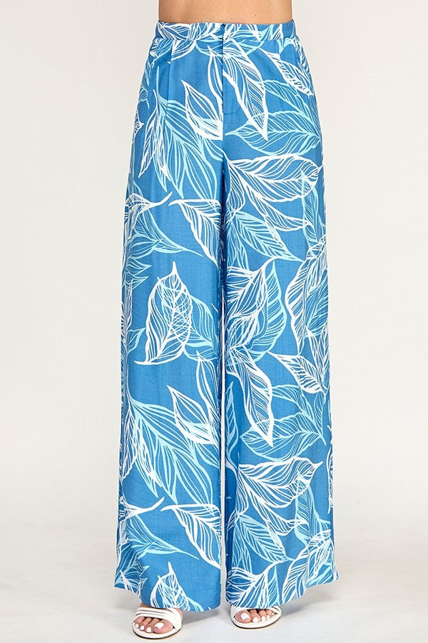 Pantalones Milk & Honey Pierna Ancha con Estampado de Hojas para Damas