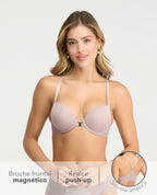 Brasier St. Even con realce push-up, broche magnético frontal y espalda atlética de encaje en color malva.