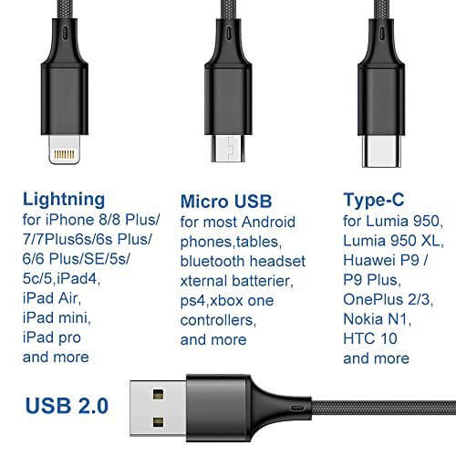 Cable Múltiple USB-C / Micro USB / iPhone