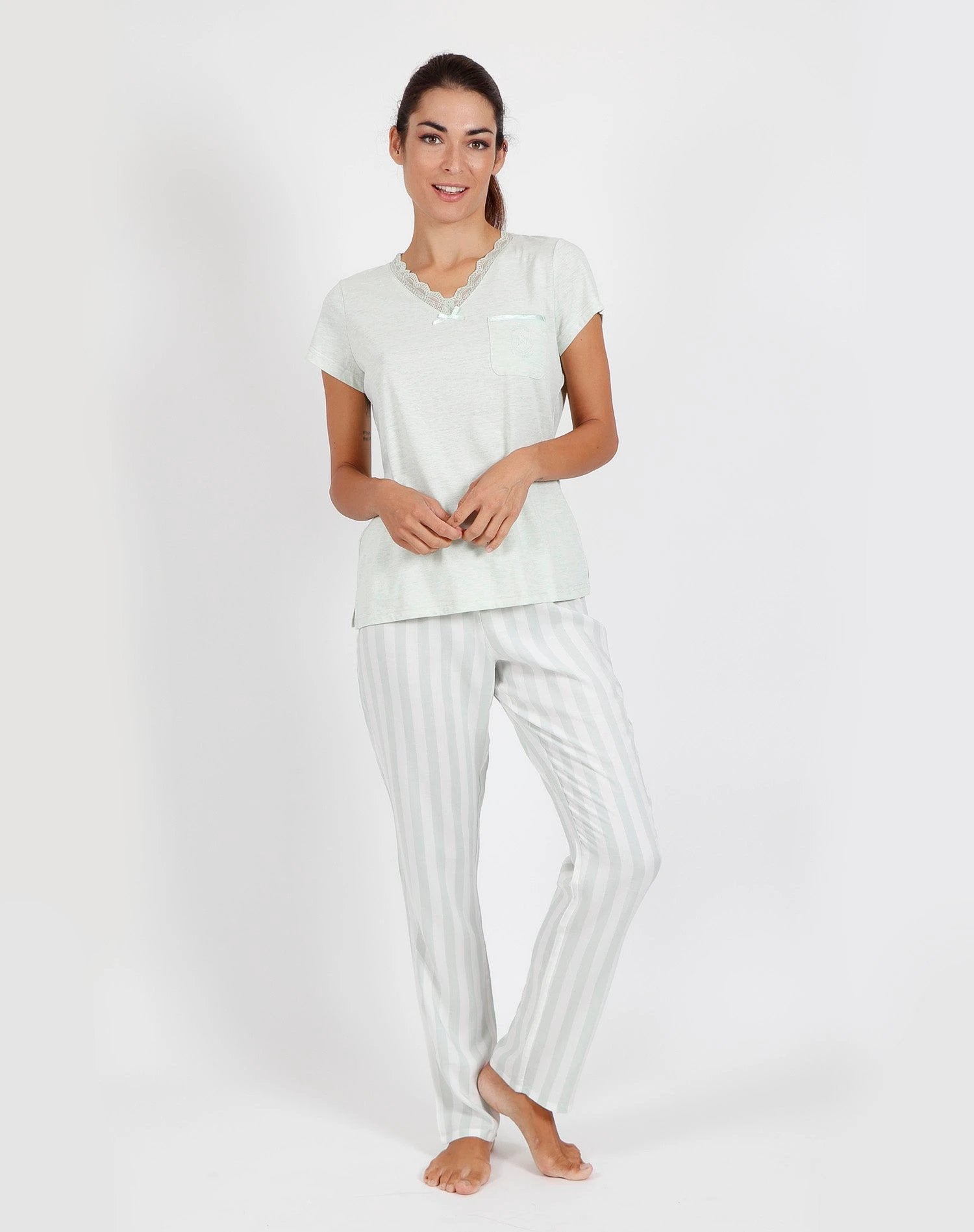 Conjunto Admas Mangas Cortas Classic Stripes Rayas P/ Damas by Admas