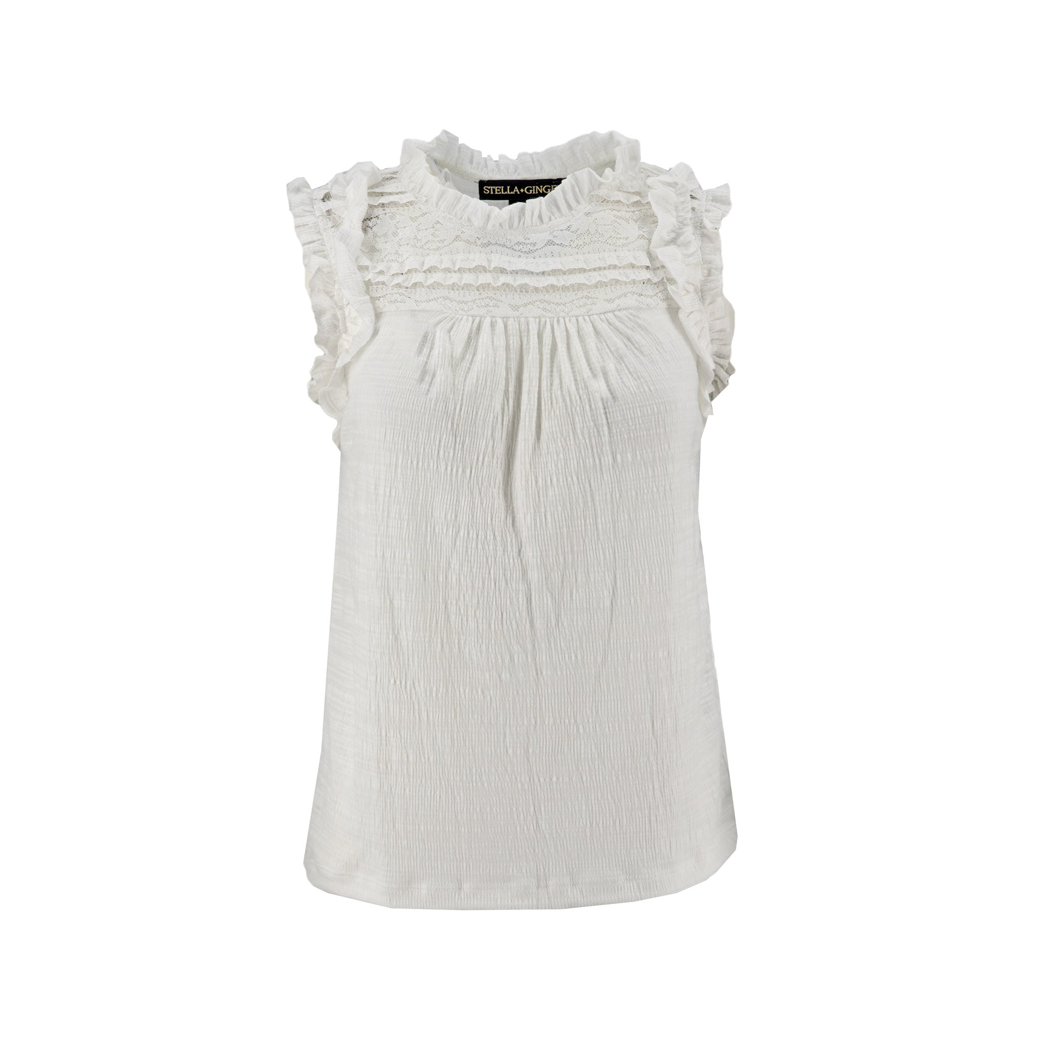 Blusa Stella Ginger sin Mangas Lisa Encaje para Damas