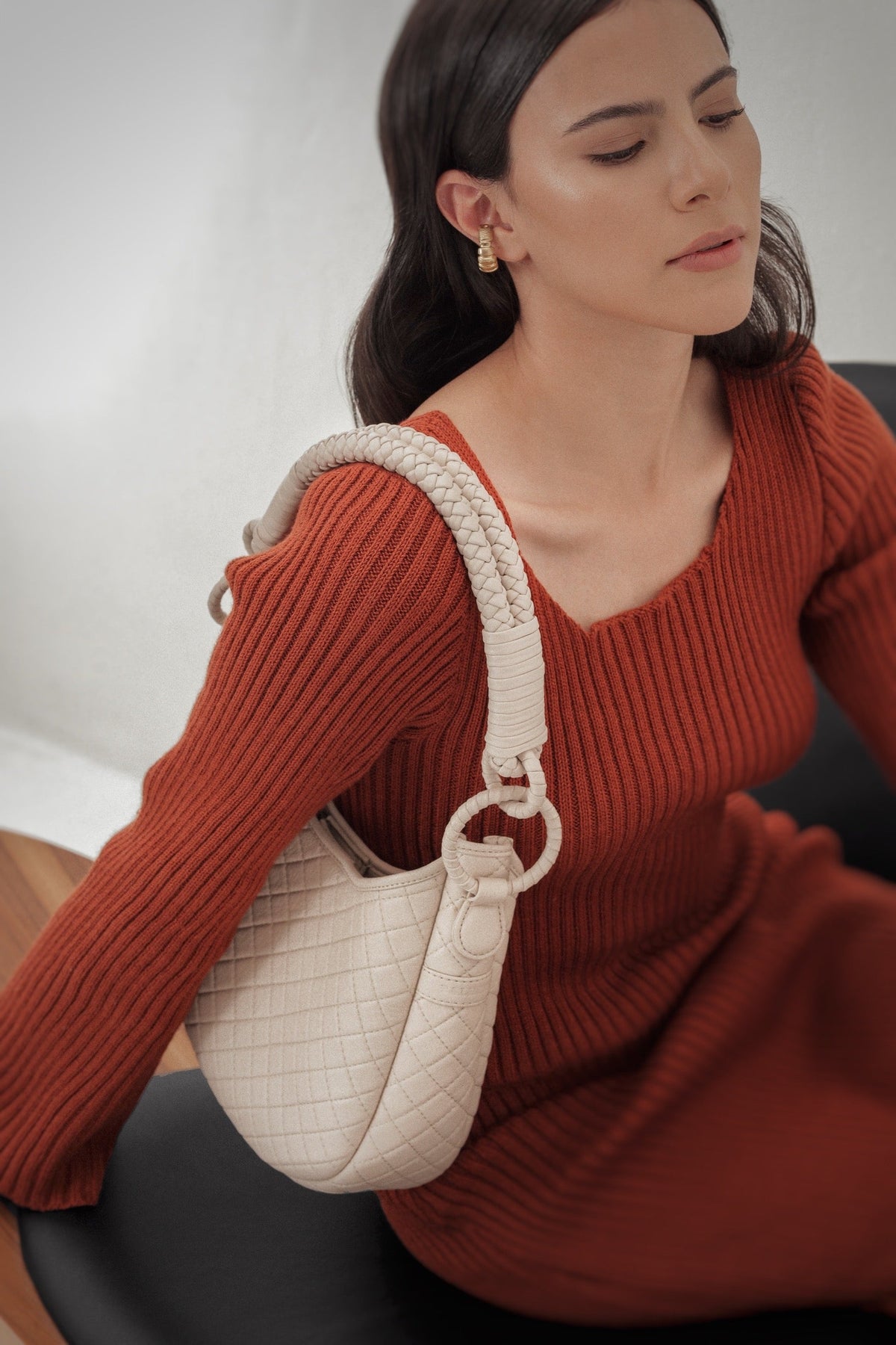 Saddle Shoulder Bag, Beige