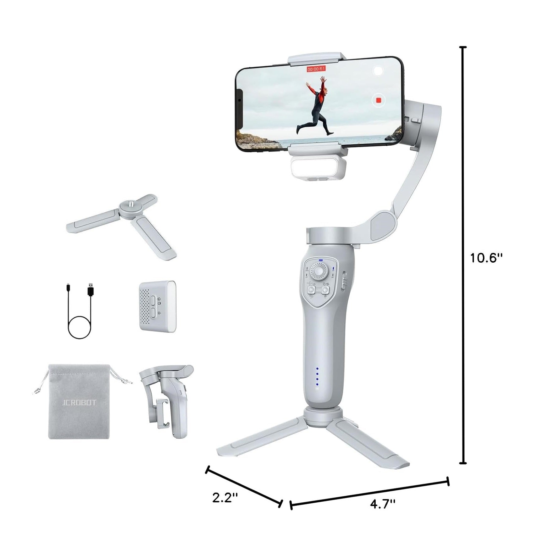 Gimbal Estabilizador De Teléfono De 3 Ejes Con Luz De Relleno Ajustable