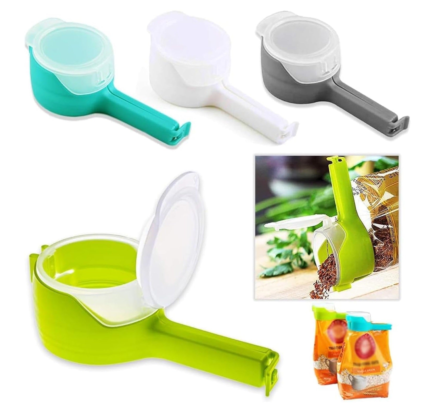 Clips De Plastico Para Bolsas de Alimentos, Con Sellado 4 piezas