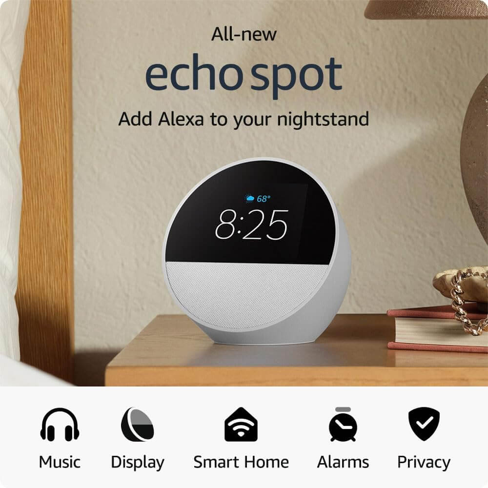 Amazon Echo Spot Despertador Inteligente Con Sonido De Alta Calidad y Alexa