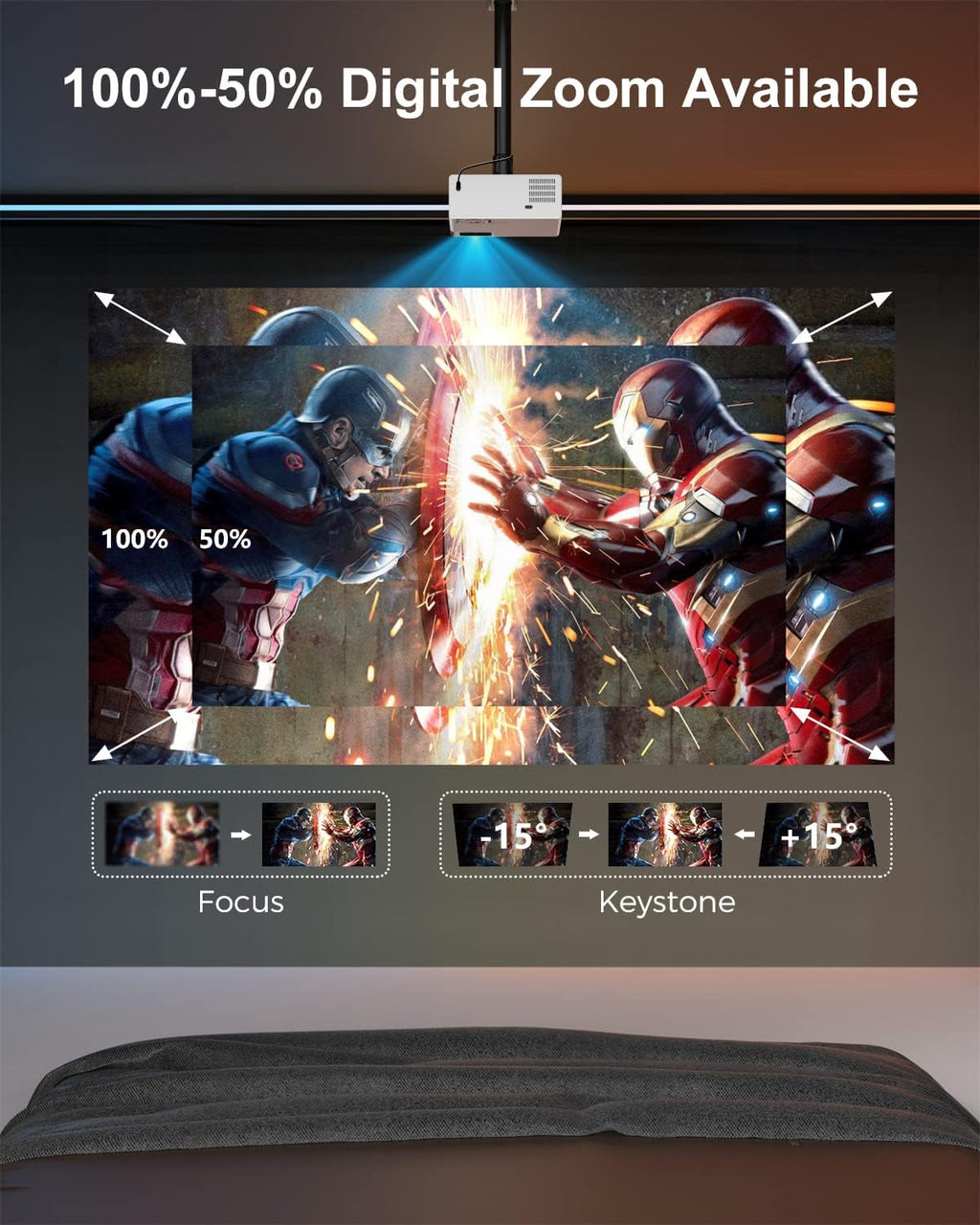 Proyector Fudoni Full HD 1080P WiFi y Bluetooth
