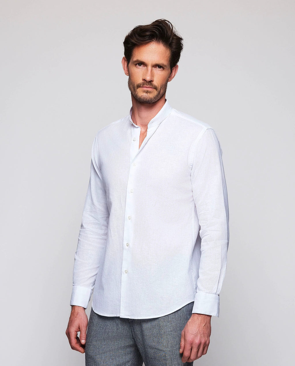 Camisa Mirto Mangas Largas Lisa Cuello Chino Para Caballeros by Mirto