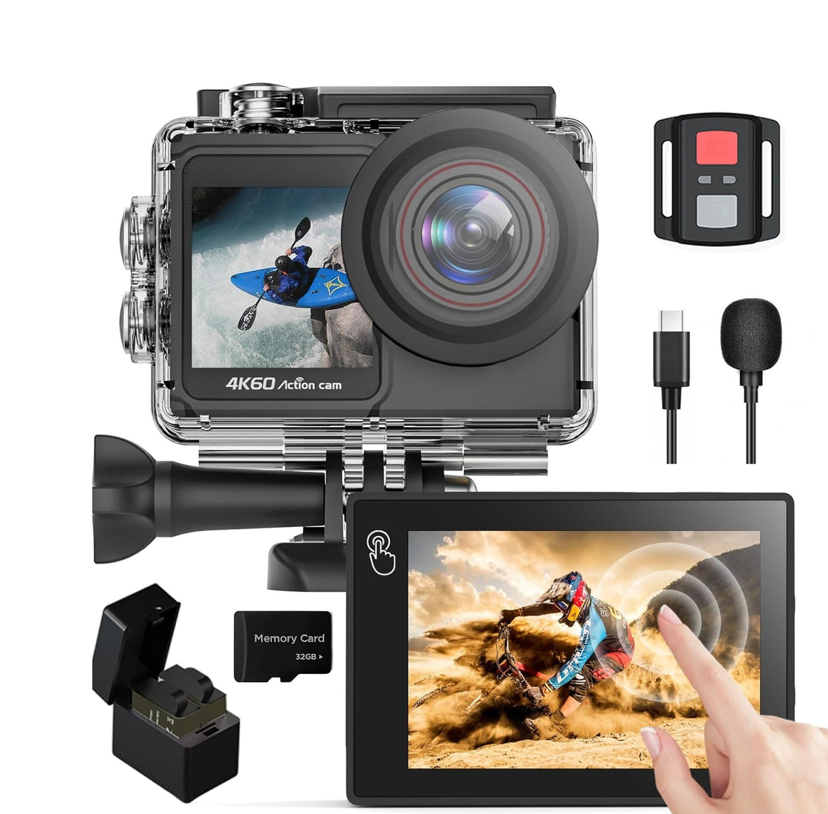 Cámara Sport Con Pantalla Dual 4K 60fps De 24MP HD 4k WIFI C/ Mic Externo Touch