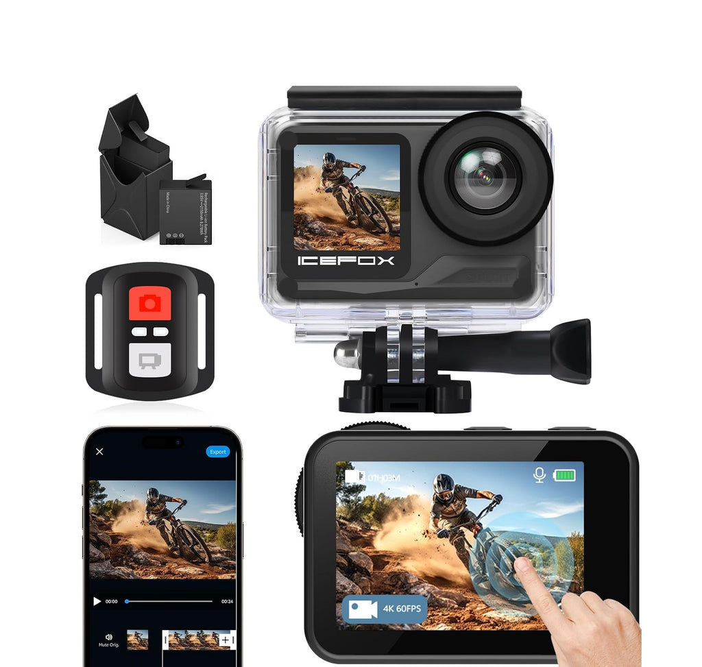Cámara Sport ICEFOX 4K 60FPS 20MP – Captura Cada Aventura Con Gran Calidad