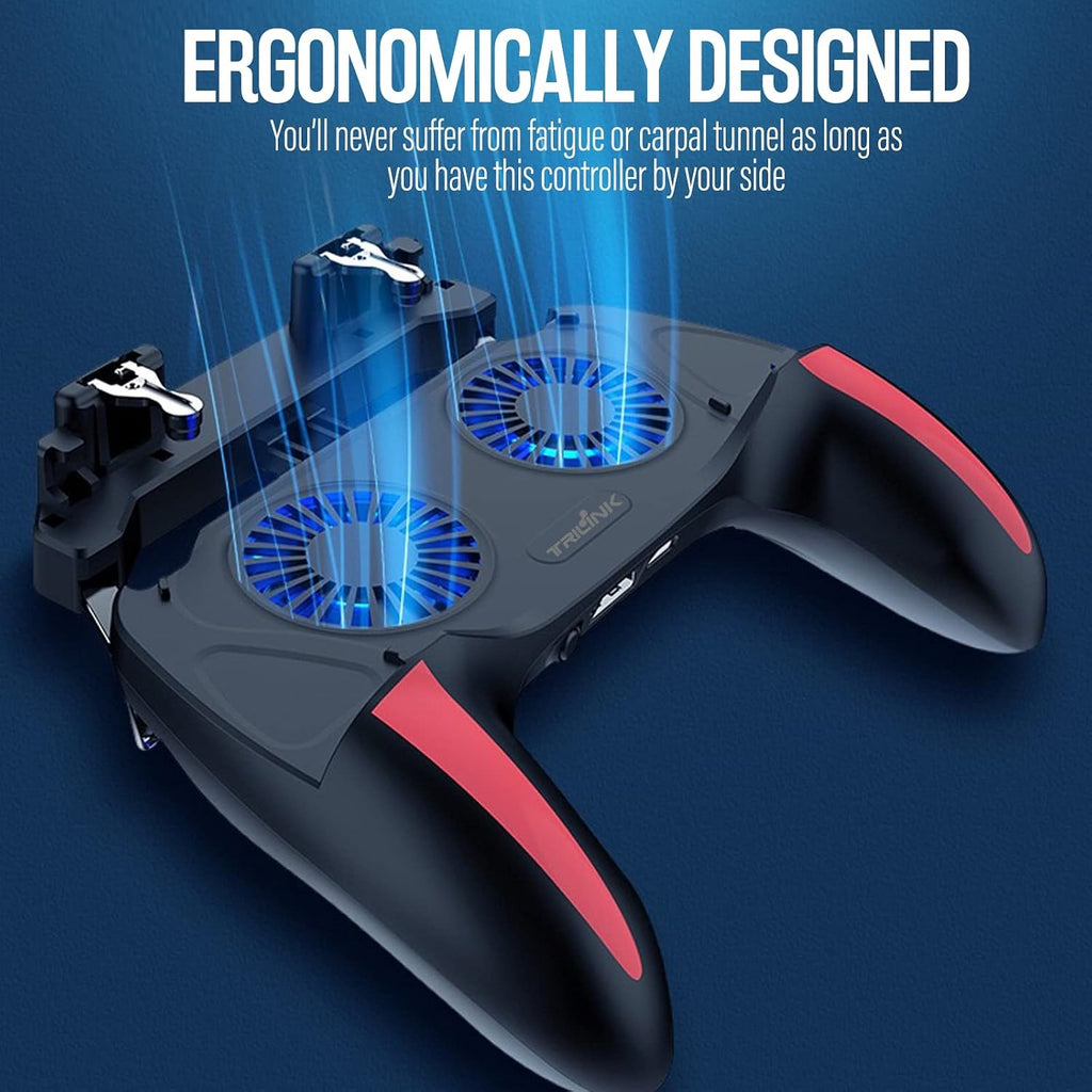 Control Gamer 5 En 1 Para Celular Con Gatillos, Ventilador, Power Bank Y Soporte