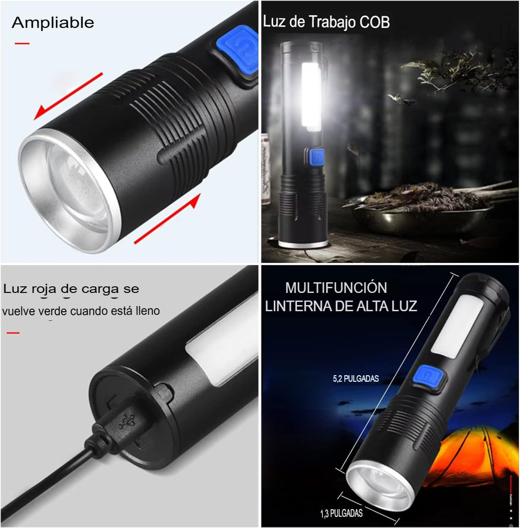 Linterna LED Recargable USB De Alta Potencia XH-P50