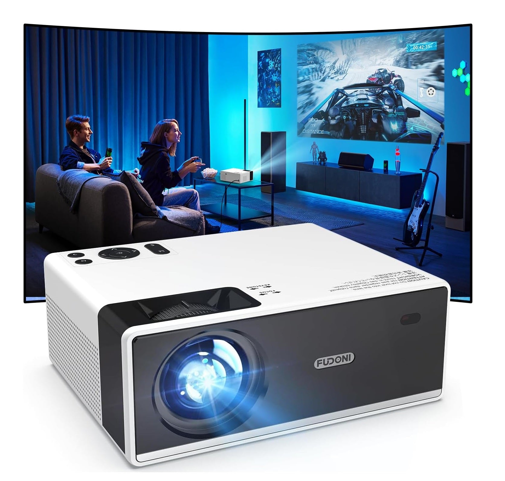 Proyector Fudoni Full HD 1080P WiFi y Bluetooth