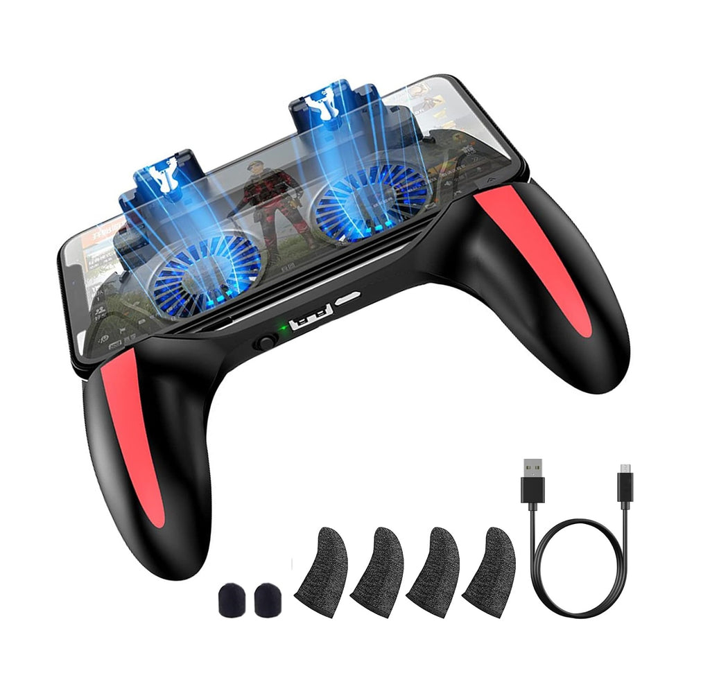 Control Gamer 5 En 1 Para Celular Con Gatillos, Ventilador, Power Bank Y Soporte