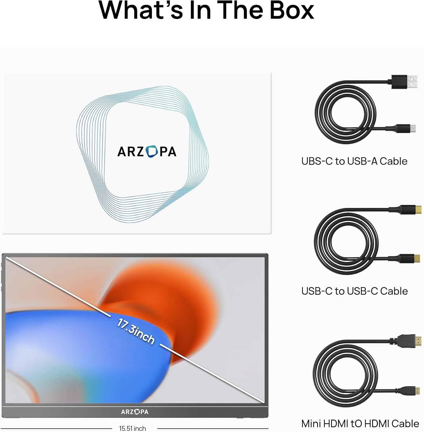 Monitor Portátil Arzopa 17.3? HDMI 1080P Con FHD Con Soporte Integrado
