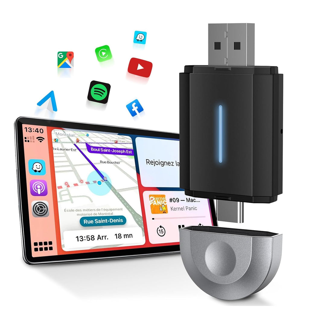 Adaptador Inalámbrico CarPlay PL6 2 en 1 USB y USB-C