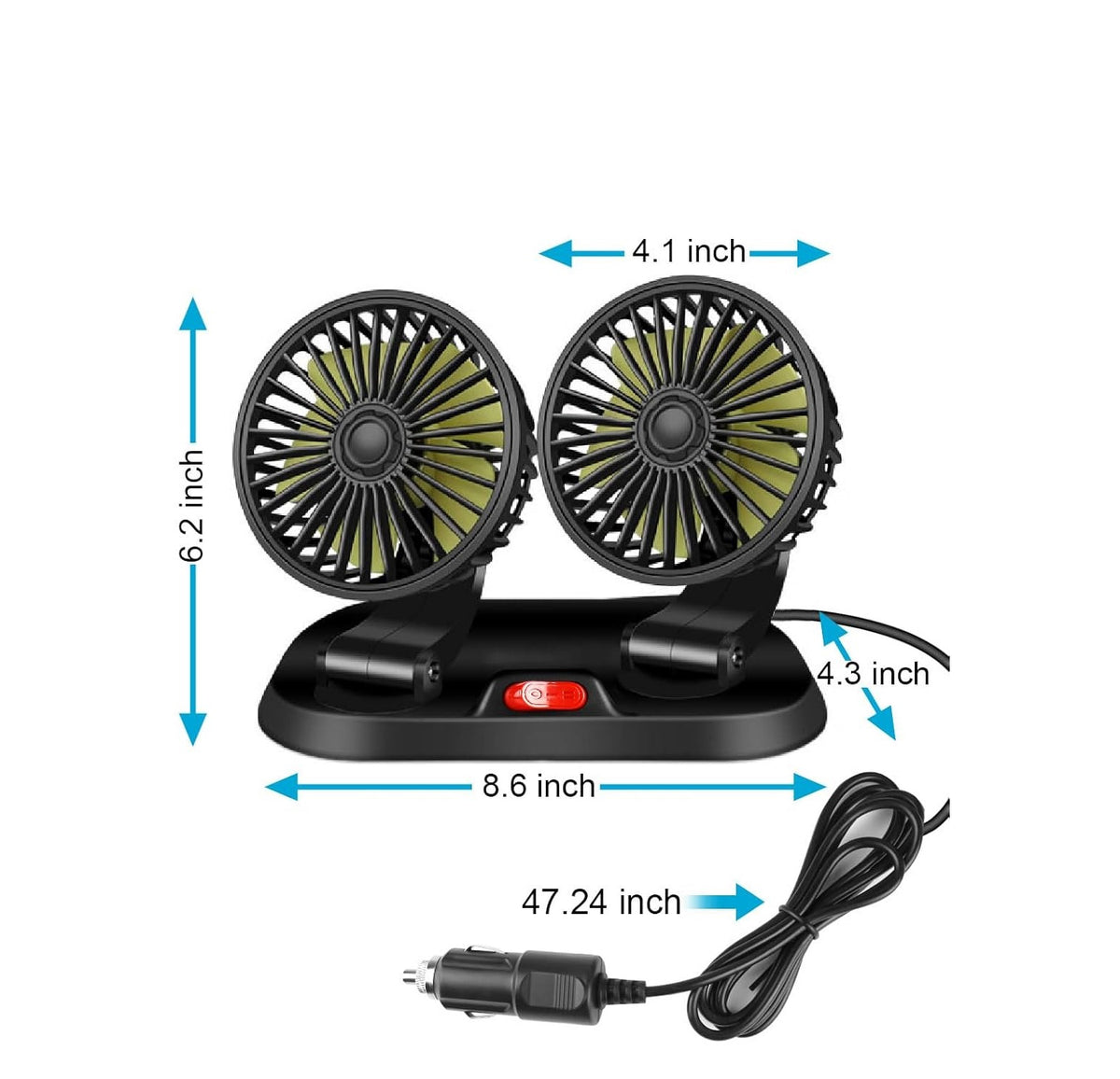 Abanico 2 En 1 Para Carro 12V 360°