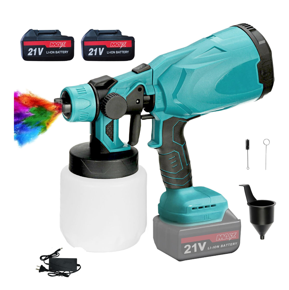 Pistola De Pintura Inalámbrica 21V 4.0Ah Con 2 Baterías