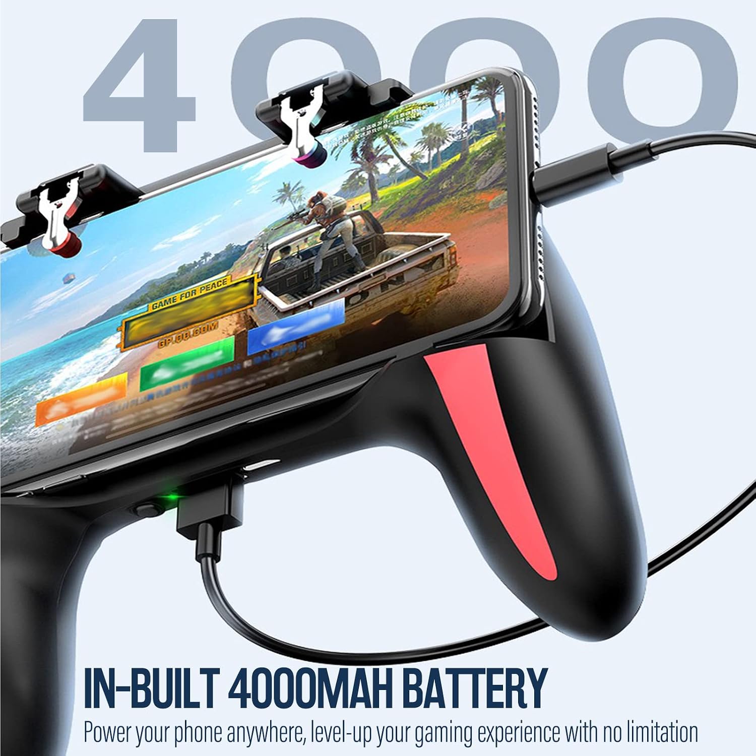 Control Gamer 5 En 1 Para Celular Con Gatillos, Ventilador, Power Bank Y Soporte
