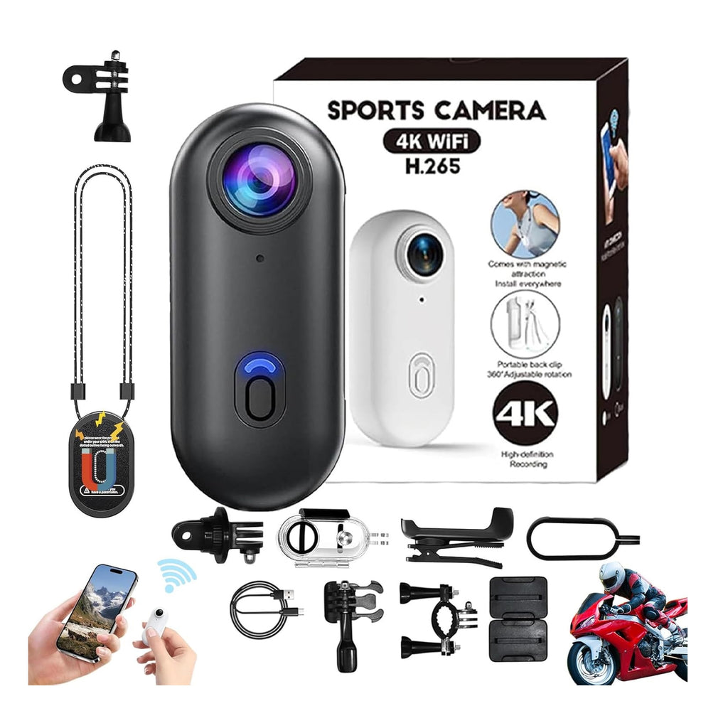 Mini Cámara De Acción 4K Ultra Compacta Con WiFi y Accesorios