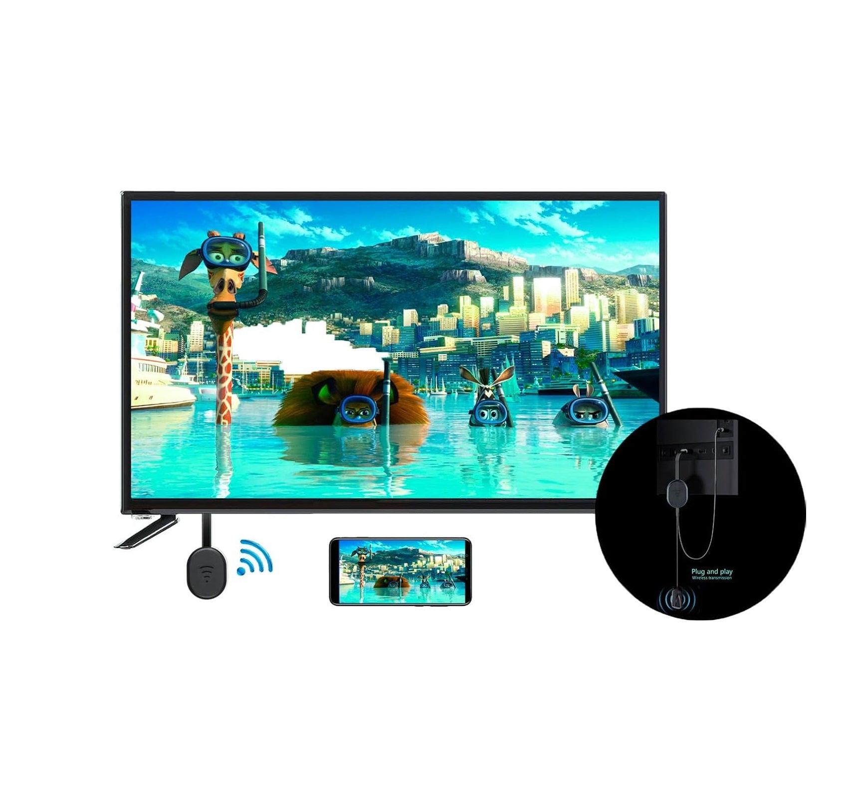 Stick Inalámbrico HDTV Para Android y iPhone – Transmisión y Espejo De Pantalla