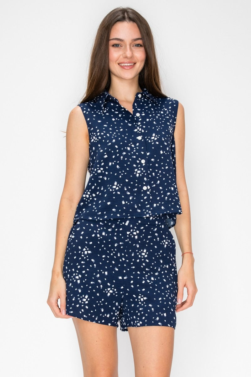 Blusa Dna Couture sin Mangas Estampado para Damas