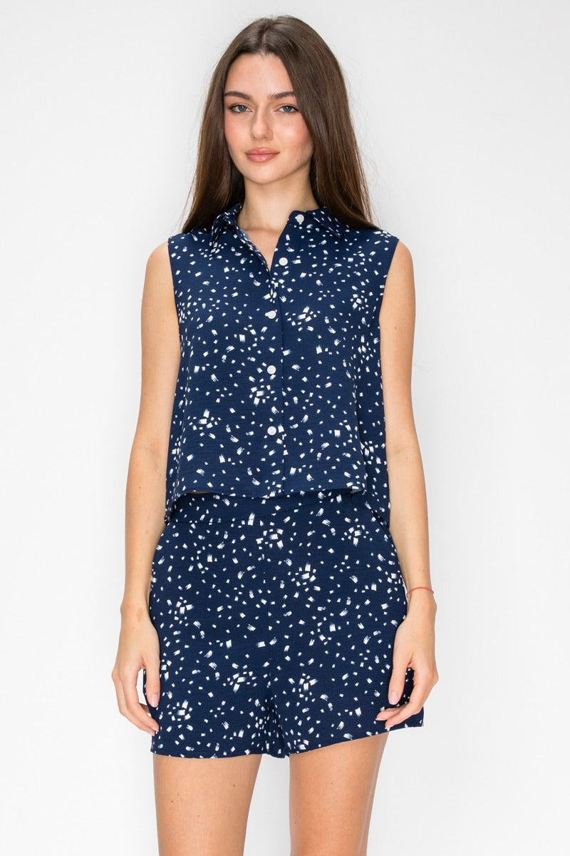 Blusa Dna Couture sin Mangas Estampado para Damas