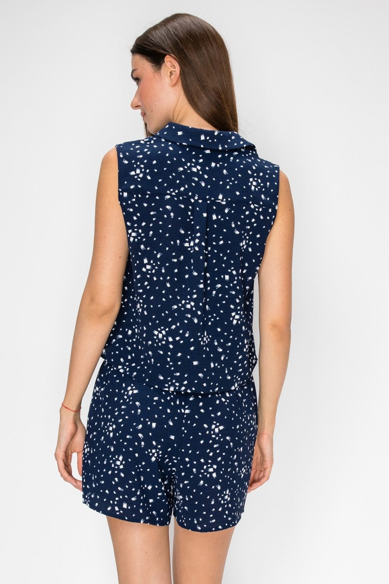 Blusa Dna Couture sin Mangas Estampado para Damas