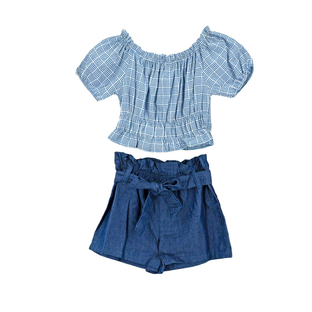 Conjunto Kids Land Mangas Cortas Cuadros 2 Piezas P/ Niñas by Kids Land