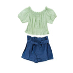 Conjunto Kids Land Mangas Cortas Cuadros 2 Piezas P/ Niñas by Kids Land