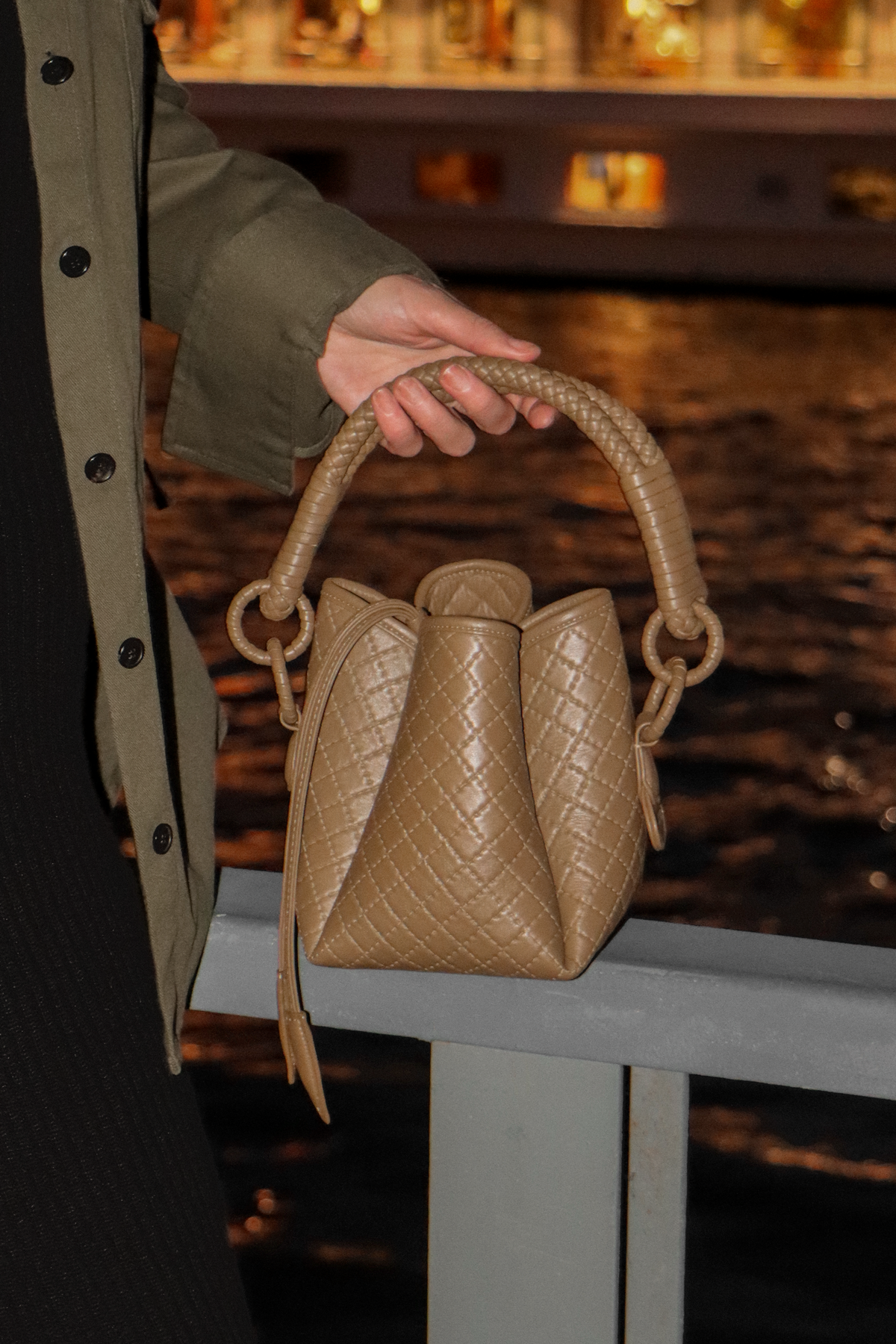 Tulip Mini Bucket Bag, Olive