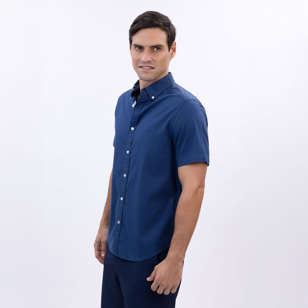 Camisa Nautica Mangas Cortas Lisa para Caballeros