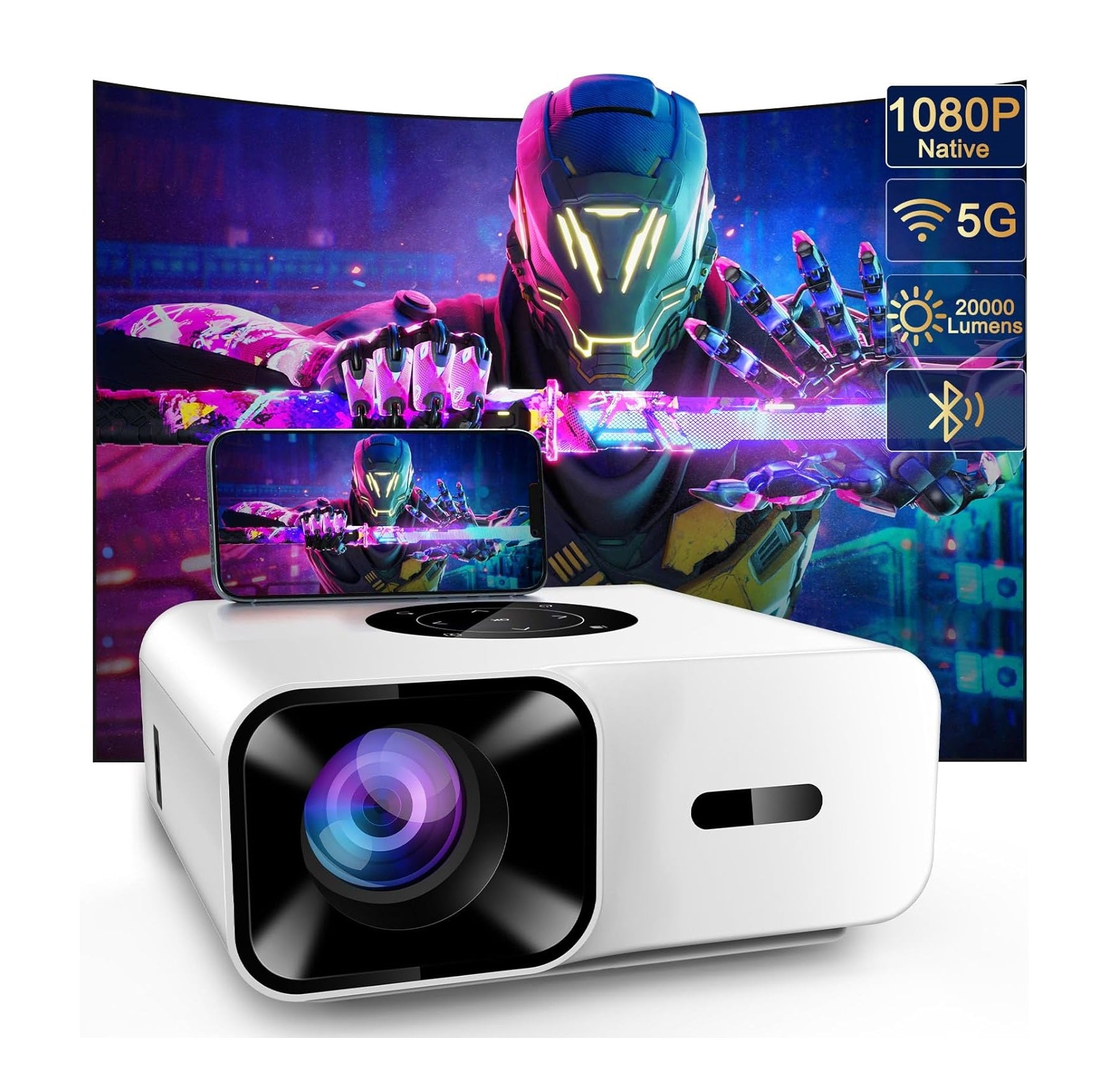 Proyector Portátil Bluetooth ZOAYBU Con Pantalla – Full HD 1080P