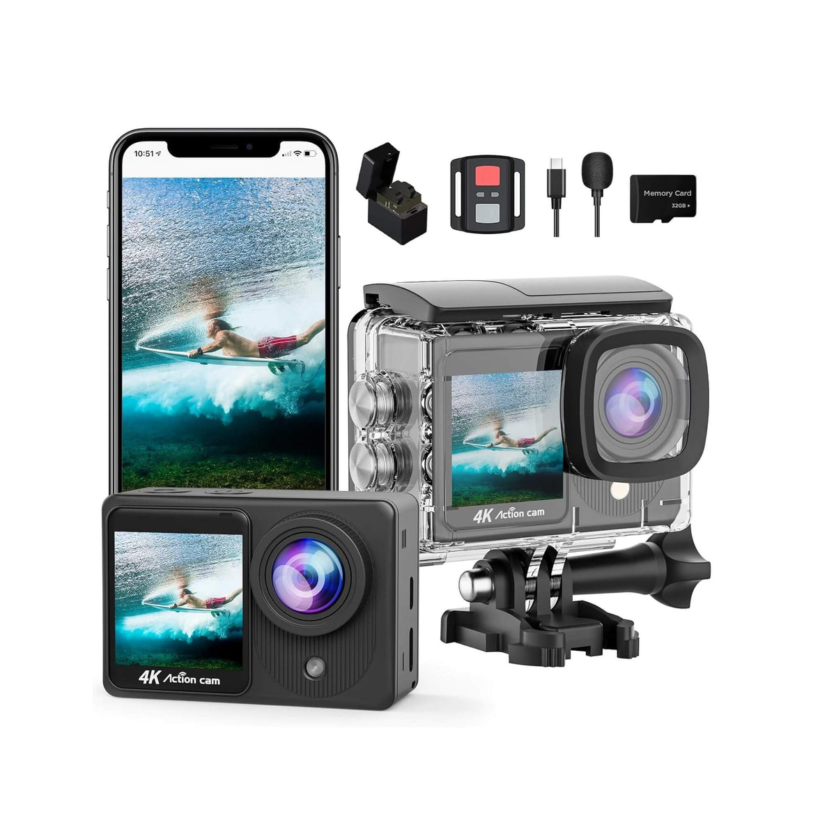Cámara Sport 20MP HD 4k WIFI C/ Mic Externo