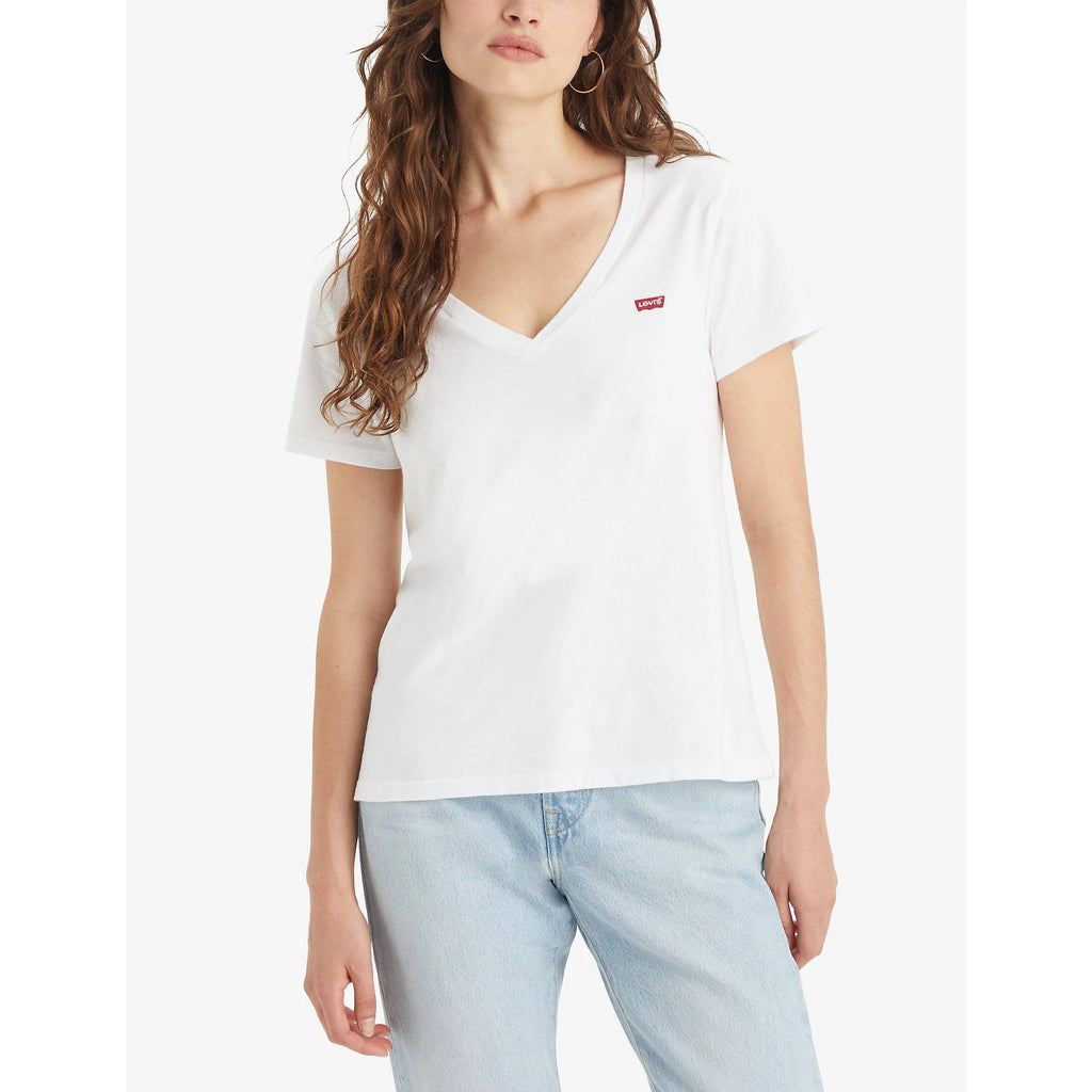 Camiseta Levis Mangas Cortas Lisa Cuello V Para Damas by Levis
