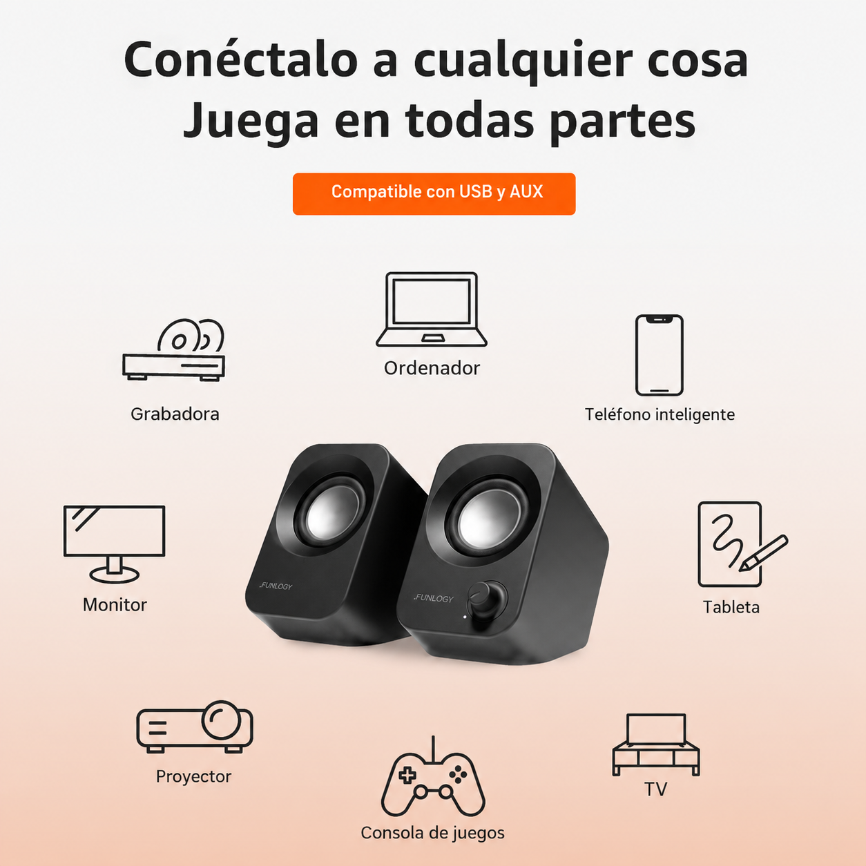Bocinas Estéreo FUNLOGY Para PC De 14W: Sonido Potente En Un Diseño Compacto