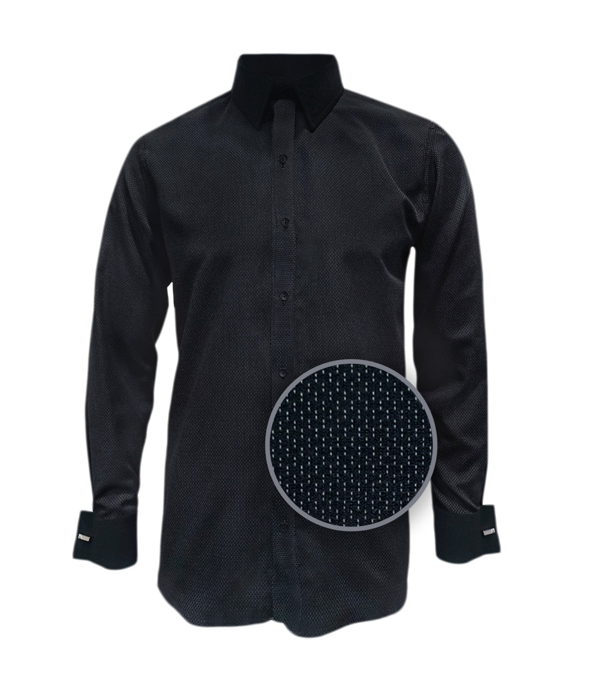 Camisa Para Corbata Negra Puño Para Mancornas Slim Hombre XS a 10XL