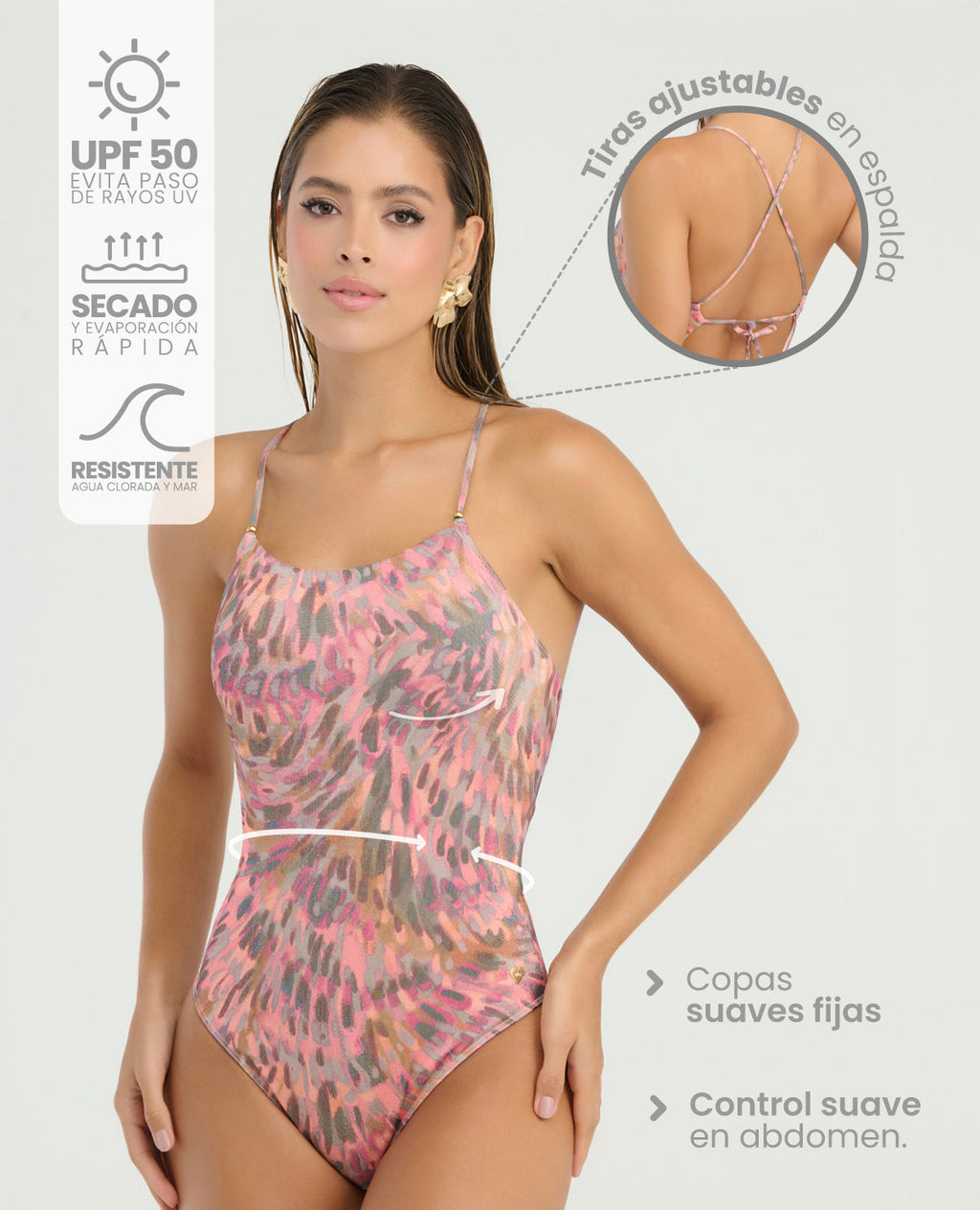 Vestido de Baño Entero | Copas Fijas | Tiras Ajustables - Kliquea