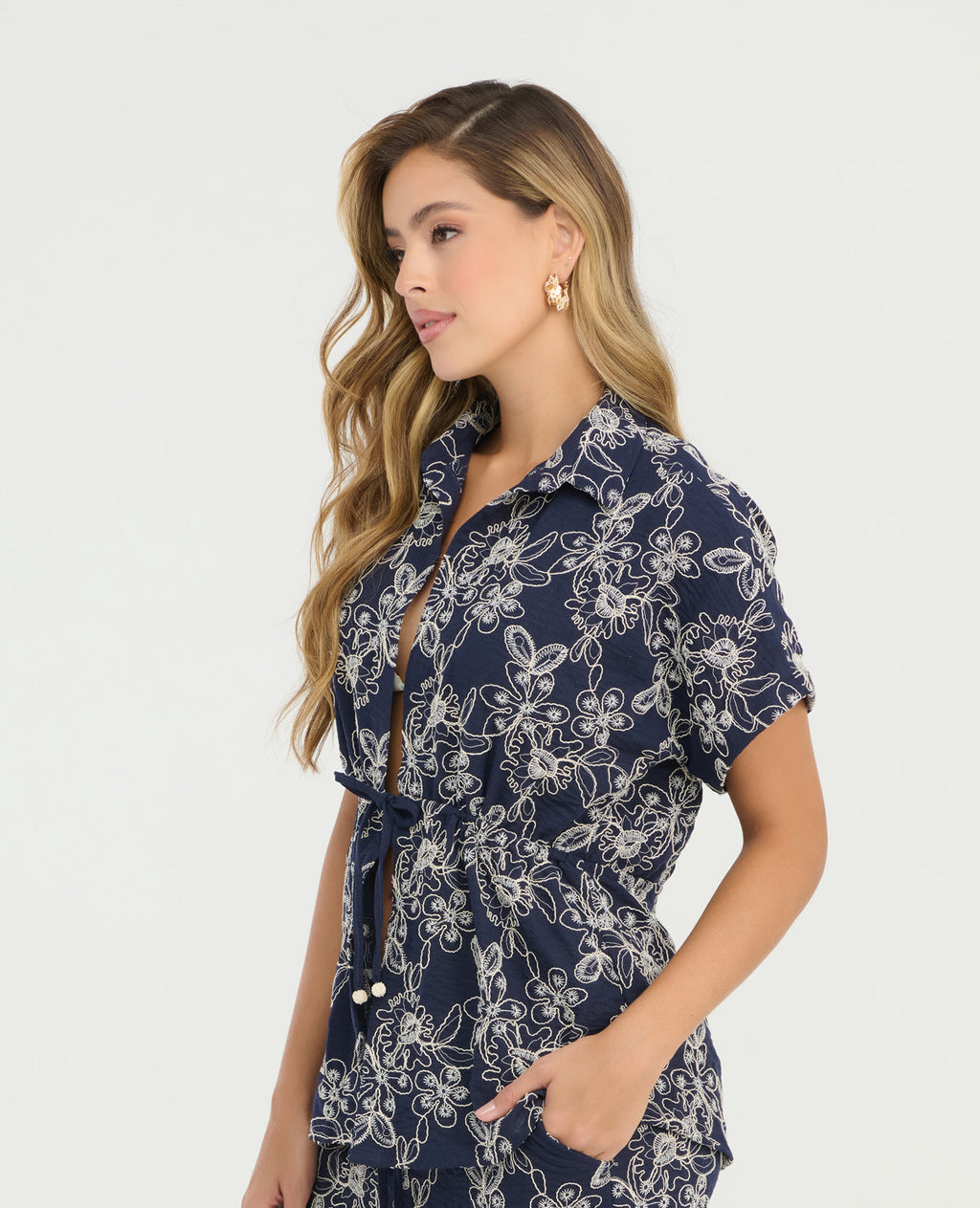 Camisa | Manga Rodada | Detalles Bordados - Kliquea