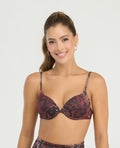 Top de bikini brasier de baño con estampado animal, copas fijas y realce medio para mujer St. Even.
