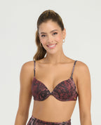 Top de bikini brasier de baño con estampado animal, copas fijas y realce medio para mujer St. Even.