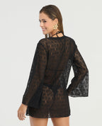Vestido Corto | En Malla | Manga Larga - Kliquea