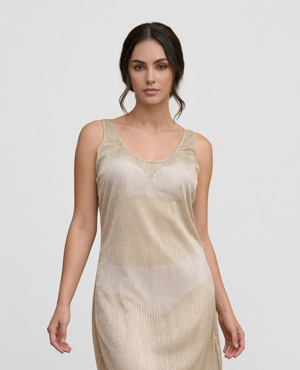 Vestido Largo Semitransparente | Manga Larga | Escote Reversible - Kliquea