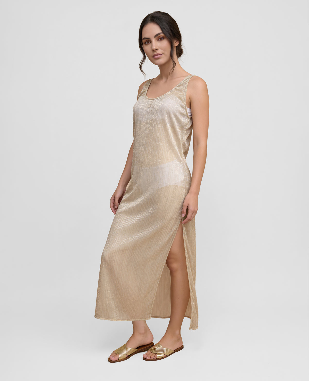 Vestido Largo Semitransparente | Manga Larga | Escote Reversible - Kliquea